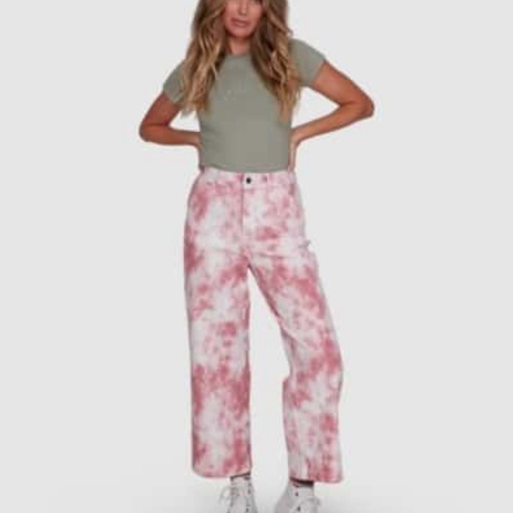 RVCA Pink Wide Leg Pink Tie Dye Jeans 24